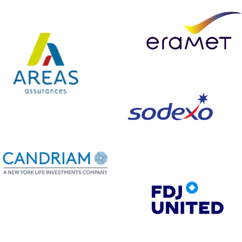 Logos clients ( Areas, Eramet, sodexo, FDJ, Candriam